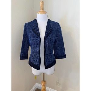 Dara Lamb Blue Blazer 3/4 Sleeve Size Small